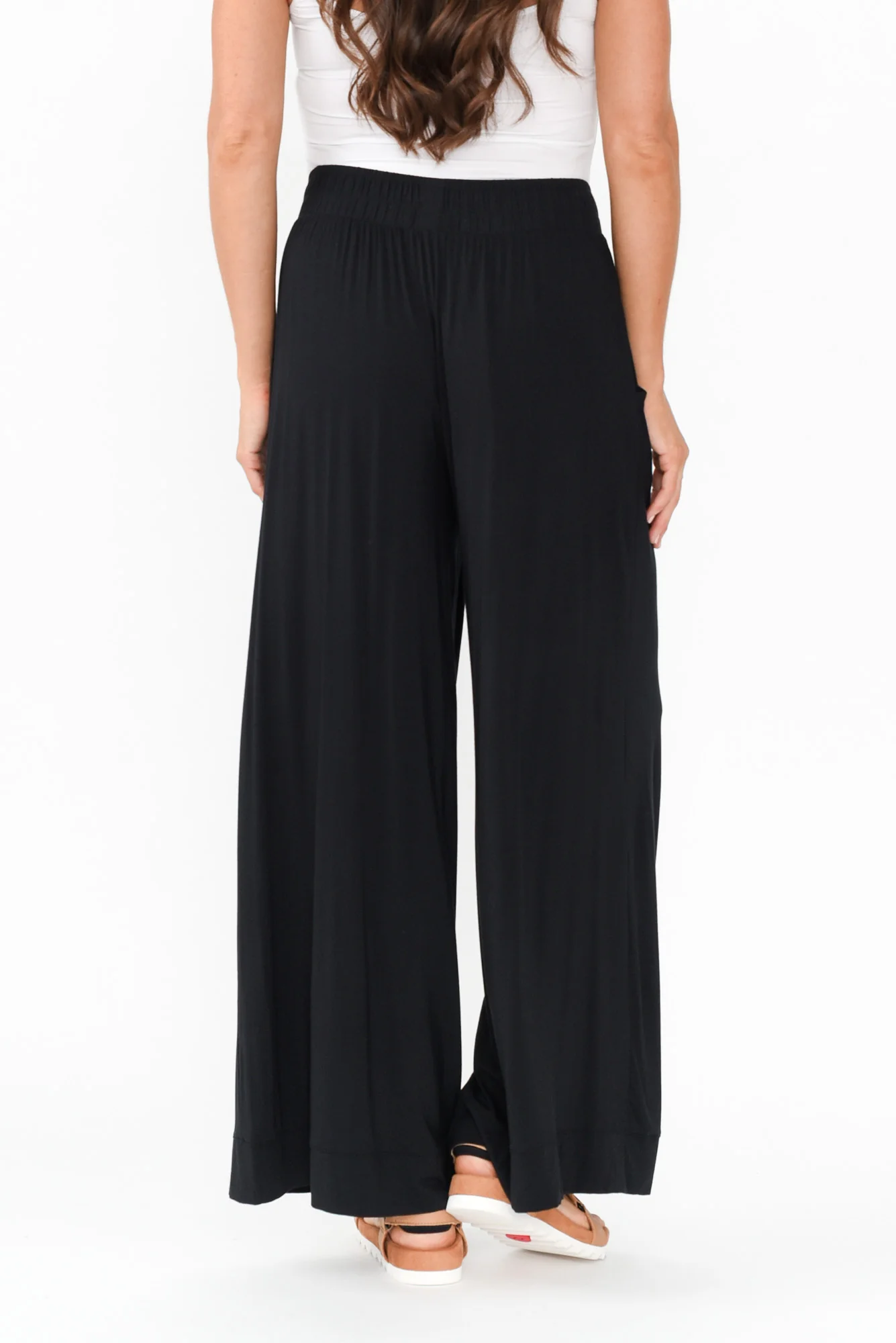 Lola Black Micro Modal Wide Leg Pants - Image 5