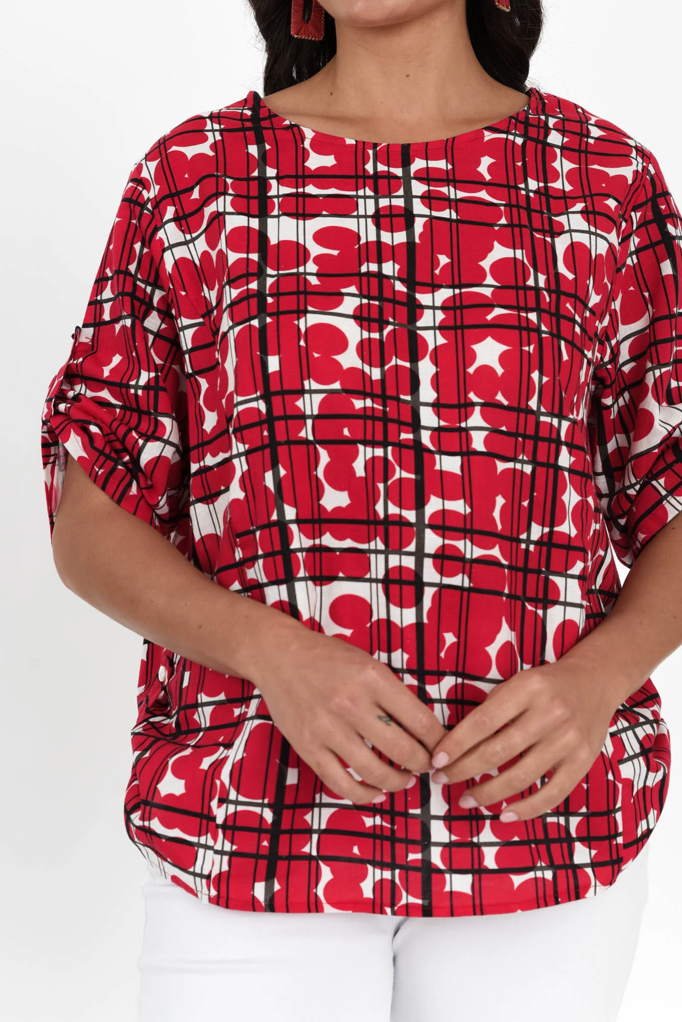Tiana Red Spot Linen Top - Image 5