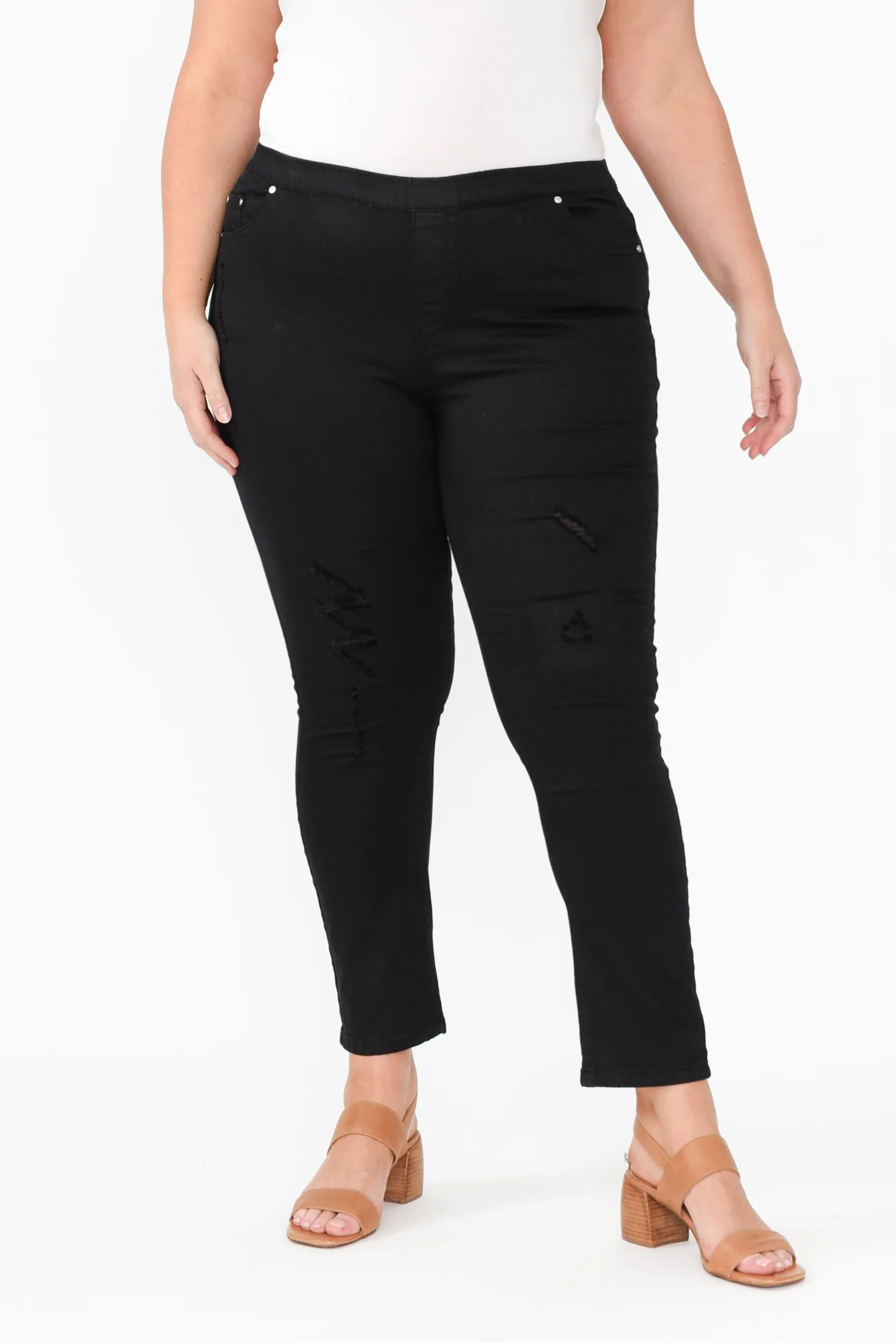 Zadie Distressed Black Stretch Jeans - Image 11